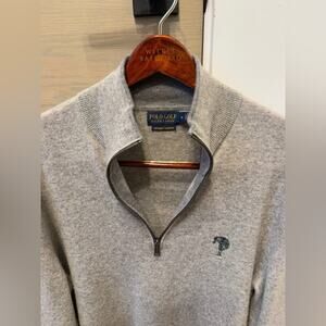Polo Golf Men’s Gray Cashmere 1/4 Zip Old Elm Golf club